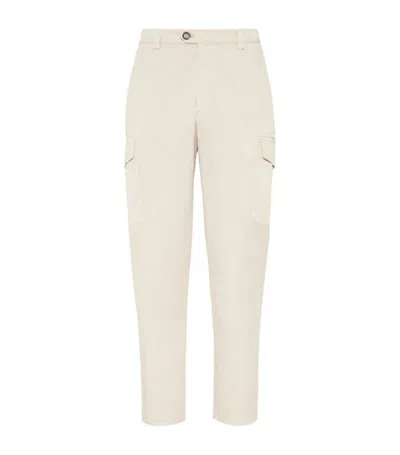 Brunello Cucinelli Cargo Trousers In White