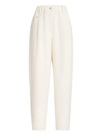 Brunello Cucinelli Belted Trousers In White