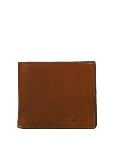 Brunello Cucinelli Embossed Logo Wallet In Brown