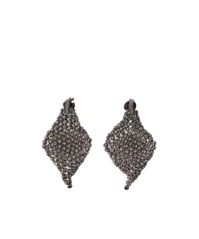 Brunello Cucinelli Carved Earrings In Black