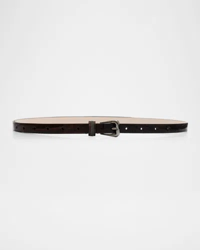 Brunello Cucinelli Carved Leather Belt In Black