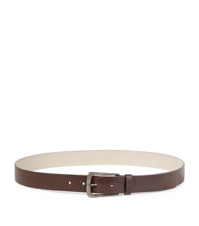 Brunello Cucinelli Carved Leather Belt In Blue