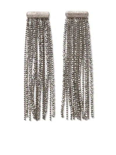 Brunello Cucinelli Cascading Silver-tone Sterling Silver Earrings With Monili Chain Detail