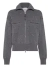 Brunello Cucinelli Cashermere Zipped Cardigan In Gray