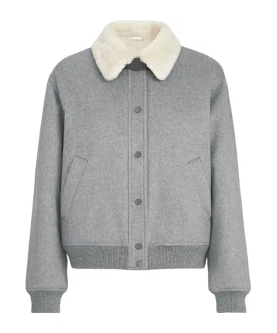 Brunello Cucinelli Cashmere And Alpaca Bomber Jacket In Gray