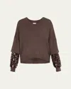 Brunello Cucinelli Cashmere And Embroidered Organza Sweater In Brown