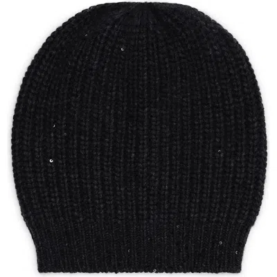Brunello Cucinelli Cashmere And Silk Beanie In Lignite Grey