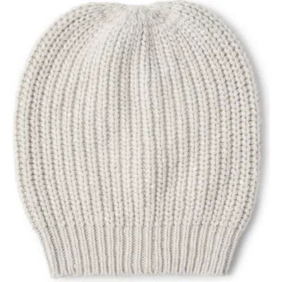 Brunello Cucinelli Cashmere And Silk Beanie In Pearl Grey