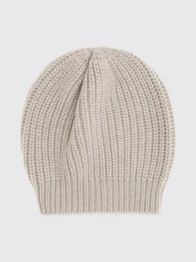 Brunello Cucinelli Cashmere And Silk Beanie With Sequins In Gray