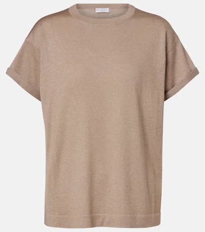 Brunello Cucinelli Cashmere And Silk-blend T-shirt In Brown