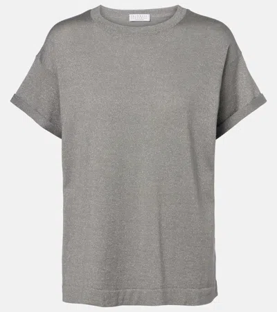 Brunello Cucinelli Cashmere And Silk-blend T-shirt In Gray