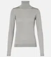 Brunello Cucinelli Cashmere And Silk-blend Turtleneck Sweater In Grau