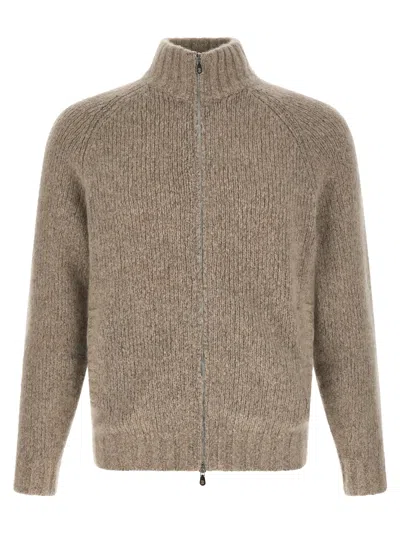 Brunello Cucinelli Cashmere And Silk Cardigan In Beige