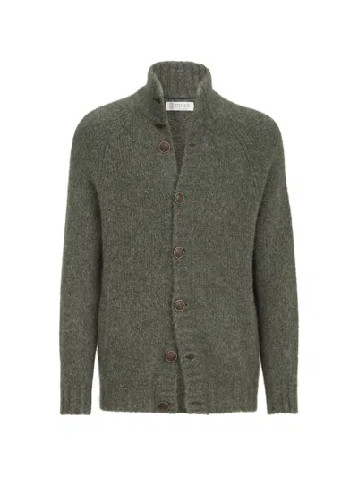 Brunello Cucinelli Cashmere And Silk Cardigan In Green
