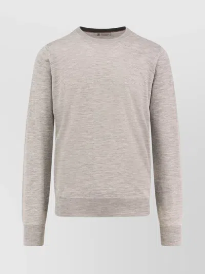 Brunello Cucinelli Cashmere And Silk Crew-neck Sweater In Gray