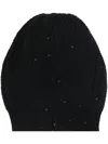 Brunello Cucinelli Cashmere And Silk Diamond Yarn Knit Beanie Accessories In Black