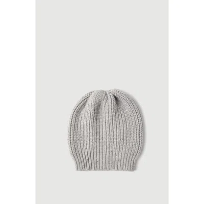 Brunello Cucinelli Cashmere And Silk Diamond Yarn Knit Beanie In Gray