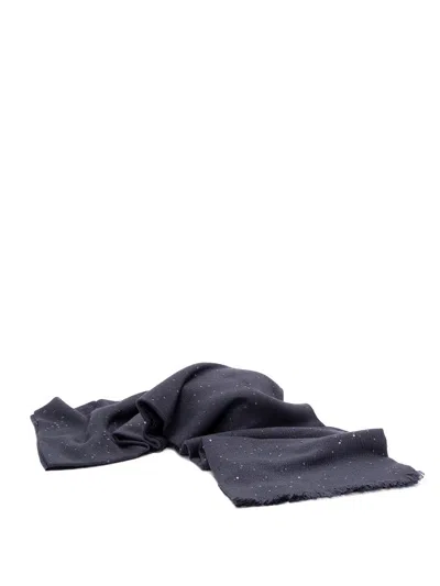 Brunello Cucinelli Cashmere And Silk `diamond` Yarn Scarf In Blue
