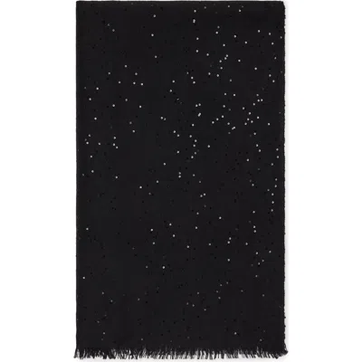 Brunello Cucinelli Cashmere And Silk Diamond Yarn Scarf In Black