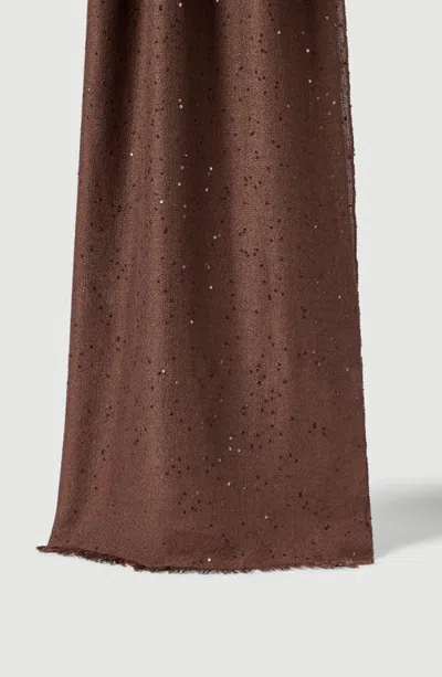 Brunello Cucinelli Cashmere And Silk Diamond Yarn Scarf In Brown