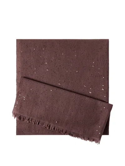 Brunello Cucinelli Schal Aus Kaschmir Und Seide Mit Diamantgarn In Burgundy