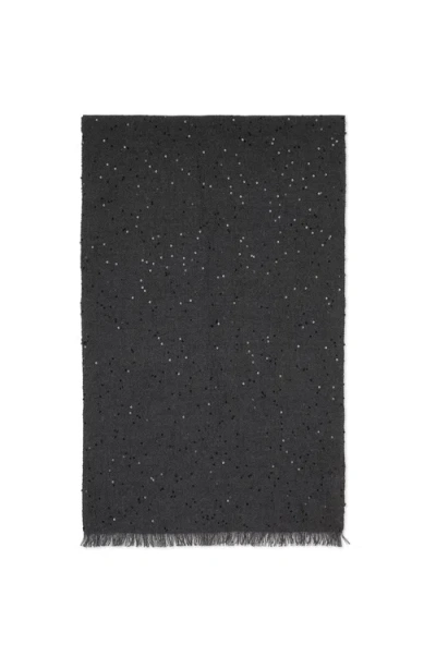 Brunello Cucinelli Cashmere And Silk Diamond Yarn Scarf In Gray
