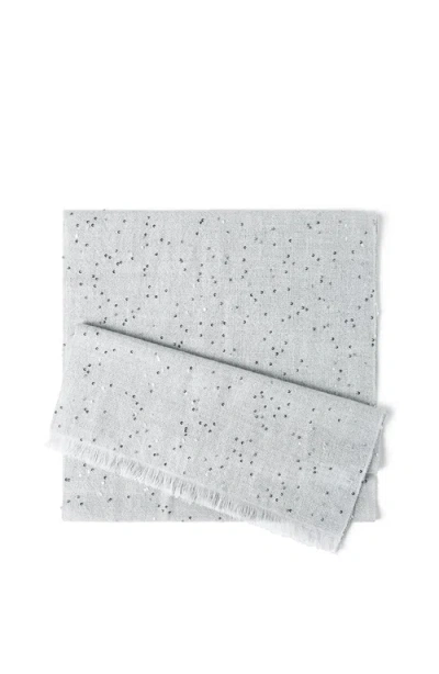 Brunello Cucinelli Cashmere And Silk Diamond Yarn Scarf In Gray