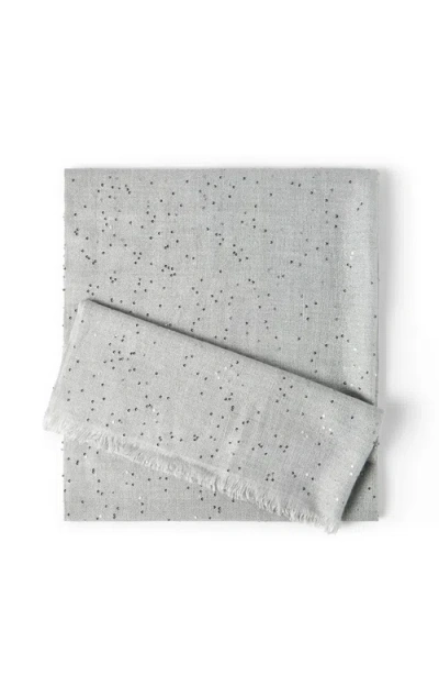 Brunello Cucinelli Cashmere And Silk Diamond Yarn Scarf In Gray