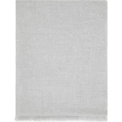 Brunello Cucinelli Cashmere And Silk Diamond Yarn Scarf In White