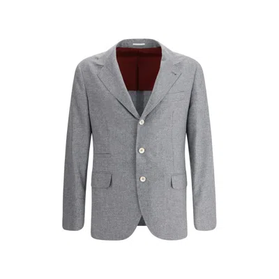 BRUNELLO CUCINELLI CASHMERE AND SILK FLANNEL BLAZER