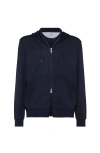 Brunello Cucinelli Men Cashmere And Silk French Terry Sweatshirt In Blue
