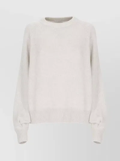 Brunello Cucinelli Cashmere And Silk Knit Sweater In Neutral