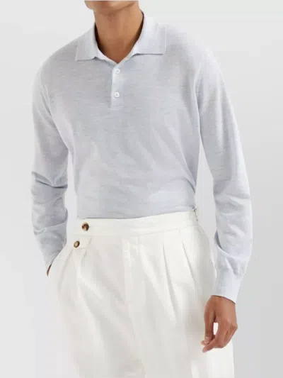 Brunello Cucinelli Cashmere And Silk Knitted Polo In White