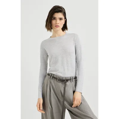 Brunello Cucinelli Cashmere And Silk Lightweight Sweater In Gray