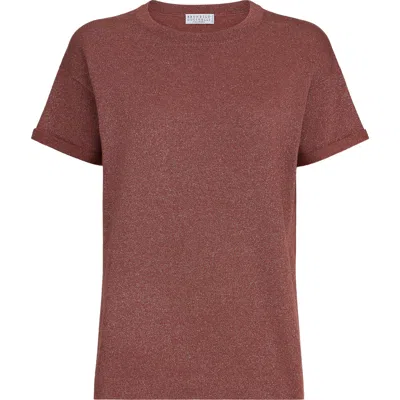 Brunello Cucinelli Cashmere And Silk Lightweight Sweater In Burgundy