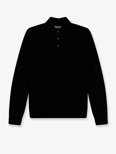 Brunello Cucinelli Cashmere And Silk Polo Shirt In Black