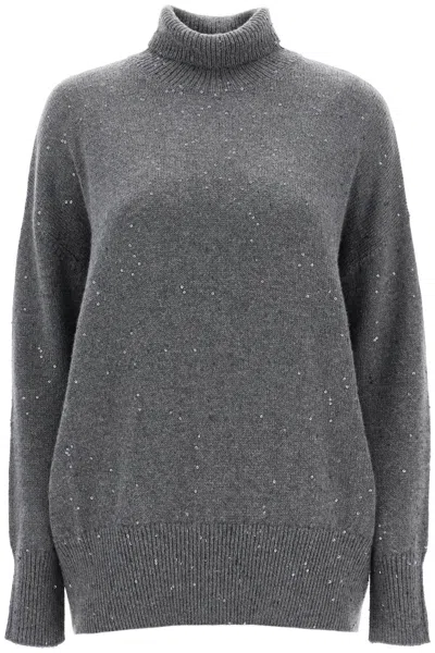 Brunello Cucinelli Women Sequin Sweater In Gray
