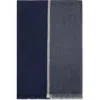 Brunello Cucinelli Wool-silk Blend Scarf With Fringed Edges In Blue