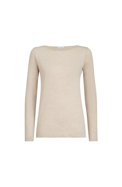 Brunello Cucinelli Cashmere And Silk Sparkling Sweater In Neutral