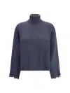 Brunello Cucinelli Cashmere And Silk Sweater In Blue
