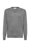 Brunello Cucinelli Cashmere-silk V-neck Sweater In Dark Grey