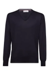 Brunello Cucinelli Men Cashmere Silk Crew Neck Sweater In Blue