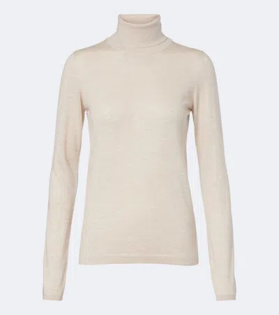 Brunello Cucinelli Cashmere And Silk Turtleneck Sweater In Neutral