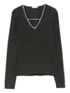 Brunello Cucinelli Cashmere And Silk V-necked Sweater In Black