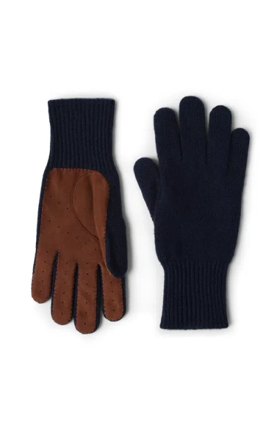 Brunello Cucinelli Cashmere And Suede Gloves In Black