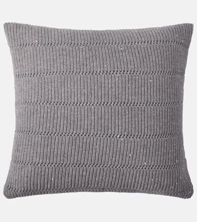 Brunello Cucinelli Cashmere And Wool-blend Cushion In Gray