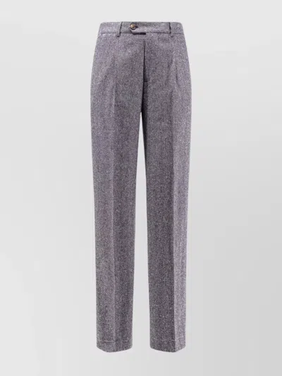 BRUNELLO CUCINELLI CASHMERE AND WOOL HERRINGBONE TROUSERS