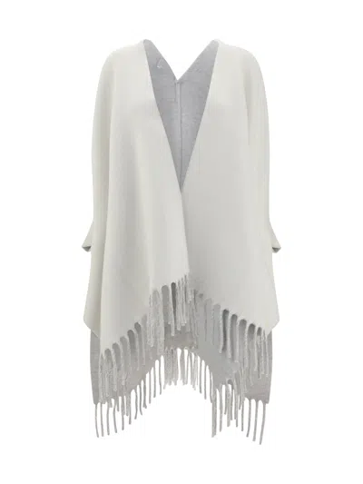 Brunello Cucinelli Cashmere And Wool Poncho In White