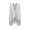 Brunello Cucinelli Cashmere Wool Blend Poncho Cape In White