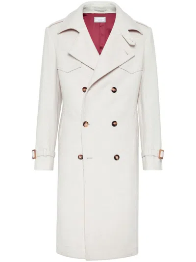 Brunello Cucinelli Long Double-breasted Coat In Beige